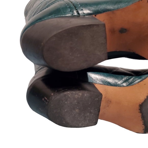 Vintage Green Leather Cowboy Western Boots Women's Size 7.5M, Made In U.S.A. - Picture 11 of 11